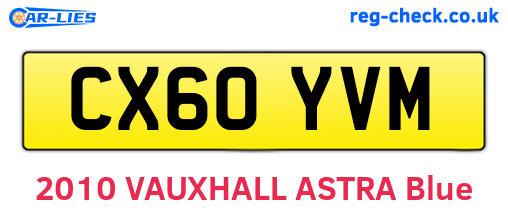 CX60YVM are the vehicle registration plates.