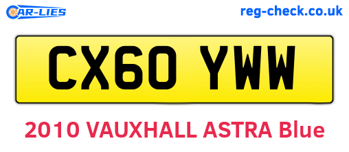 CX60YWW are the vehicle registration plates.