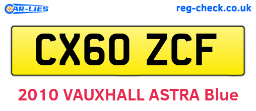CX60ZCF are the vehicle registration plates.