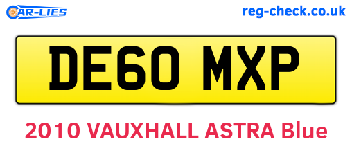 DE60MXP are the vehicle registration plates.