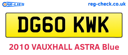 DG60KWK are the vehicle registration plates.