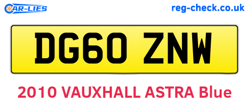 DG60ZNW are the vehicle registration plates.