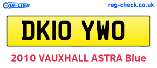 DK10YWO are the vehicle registration plates.