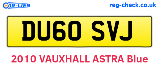 DU60SVJ are the vehicle registration plates.