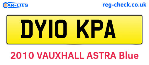 DY10KPA are the vehicle registration plates.