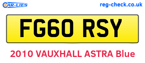FG60RSY are the vehicle registration plates.