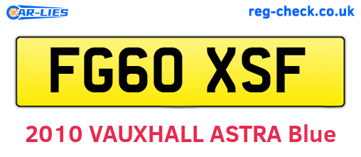 FG60XSF are the vehicle registration plates.