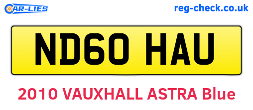 ND60HAU are the vehicle registration plates.