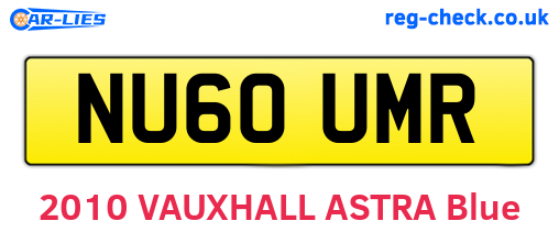 NU60UMR are the vehicle registration plates.