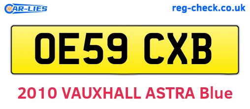 OE59CXB are the vehicle registration plates.