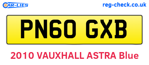 PN60GXB are the vehicle registration plates.