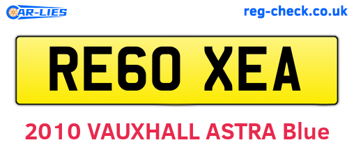 RE60XEA are the vehicle registration plates.