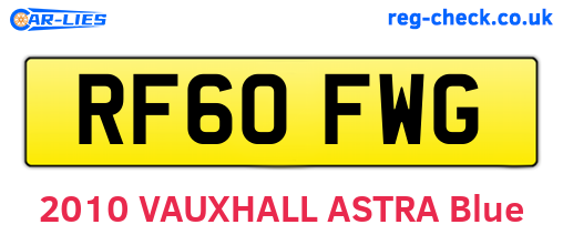 RF60FWG are the vehicle registration plates.
