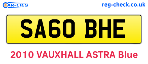 SA60BHE are the vehicle registration plates.