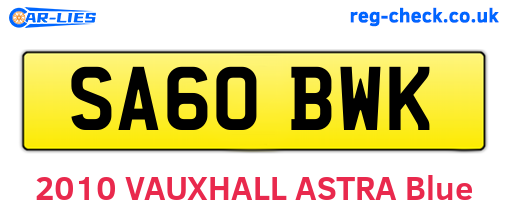 SA60BWK are the vehicle registration plates.