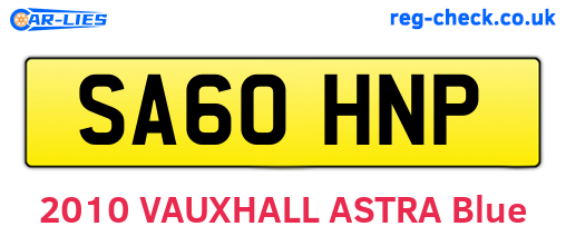 SA60HNP are the vehicle registration plates.