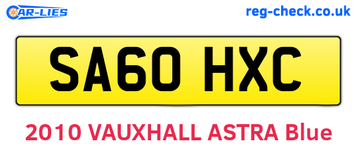 SA60HXC are the vehicle registration plates.