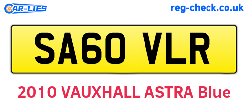 SA60VLR are the vehicle registration plates.