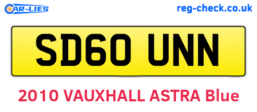 SD60UNN are the vehicle registration plates.