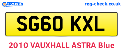 SG60KXL are the vehicle registration plates.