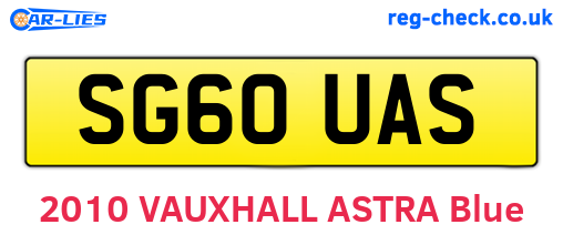 SG60UAS are the vehicle registration plates.