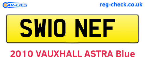 SW10NEF are the vehicle registration plates.