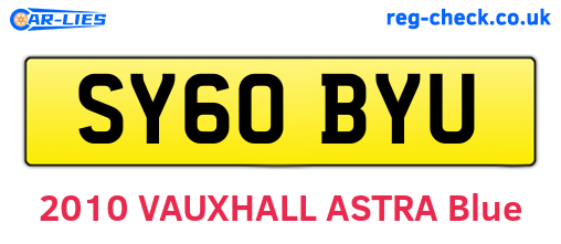 SY60BYU are the vehicle registration plates.