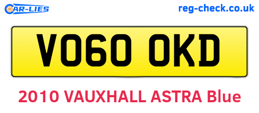 VO60OKD are the vehicle registration plates.