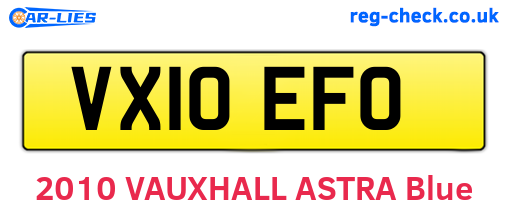 VX10EFO are the vehicle registration plates.