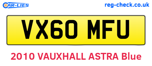 VX60MFU are the vehicle registration plates.