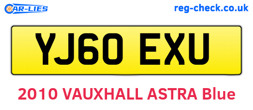 YJ60EXU are the vehicle registration plates.
