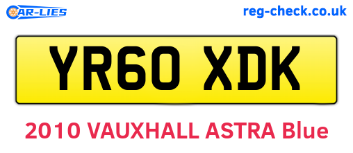YR60XDK are the vehicle registration plates.