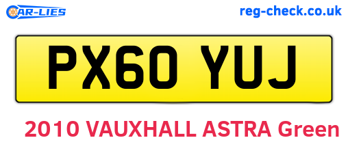 PX60YUJ are the vehicle registration plates.