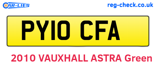 PY10CFA are the vehicle registration plates.