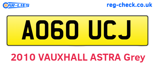 AO60UCJ are the vehicle registration plates.