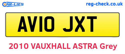 AV10JXT are the vehicle registration plates.