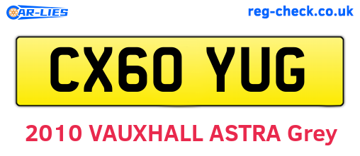CX60YUG are the vehicle registration plates.