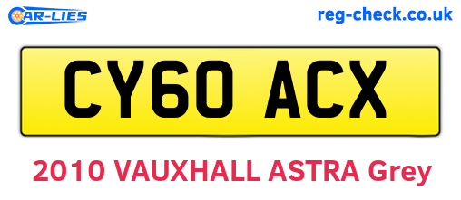 CY60ACX are the vehicle registration plates.