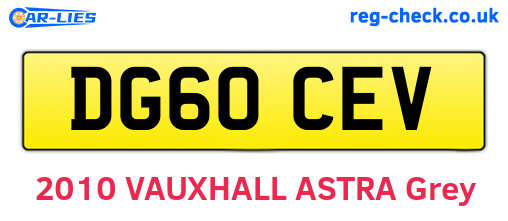 DG60CEV are the vehicle registration plates.