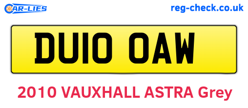 DU10OAW are the vehicle registration plates.
