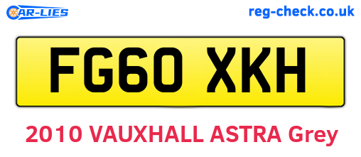 FG60XKH are the vehicle registration plates.