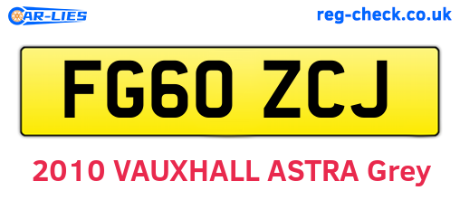 FG60ZCJ are the vehicle registration plates.
