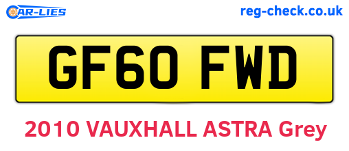 GF60FWD are the vehicle registration plates.