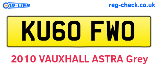 KU60FWO are the vehicle registration plates.