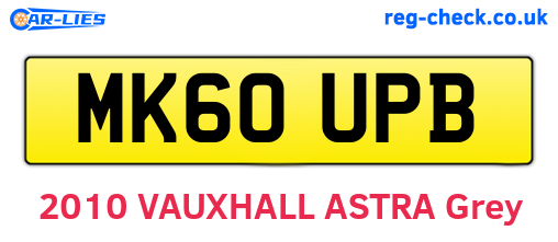 MK60UPB are the vehicle registration plates.