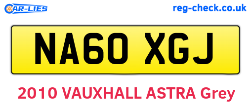 NA60XGJ are the vehicle registration plates.