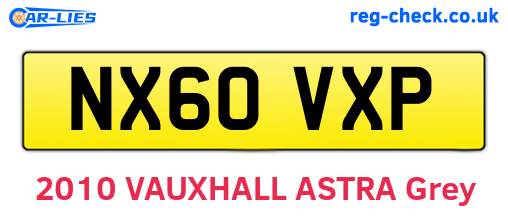 NX60VXP are the vehicle registration plates.
