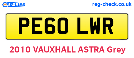 PE60LWR are the vehicle registration plates.