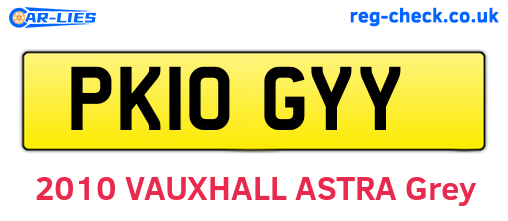 PK10GYY are the vehicle registration plates.