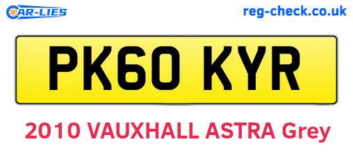 PK60KYR are the vehicle registration plates.